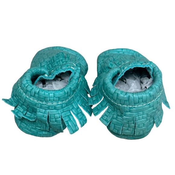 Freshly Picked Moccasins Woven Teal 3 Infant - Picture 3 of 5